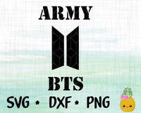 BTS SVG Army Logo Cut File for Laser, Glowforge, Silhouette Cricut, KPop SVG, DXF, PNG, BTS