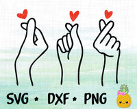 SVG Korean Finger Heart Cut File for Laser, Glowforge, Silhouette Cricut, KPop SVG, DXF, PNG, BTS